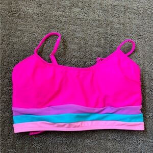 NWT popvil Neon Pink Women's Bikini Top with Color-Block Trim, size small